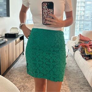 INTERMIX Green Lace Skirt